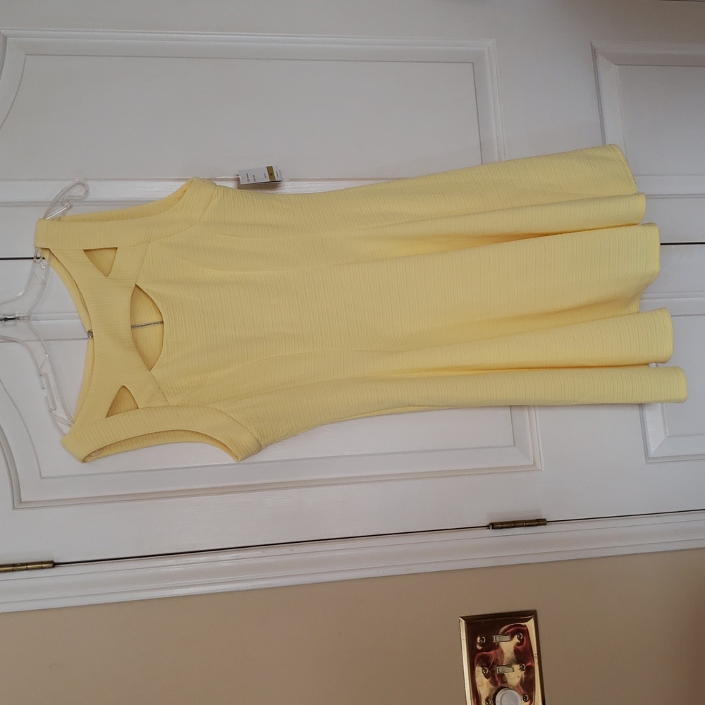 NWT Sleeveless yellow fit and flare dress Size 14